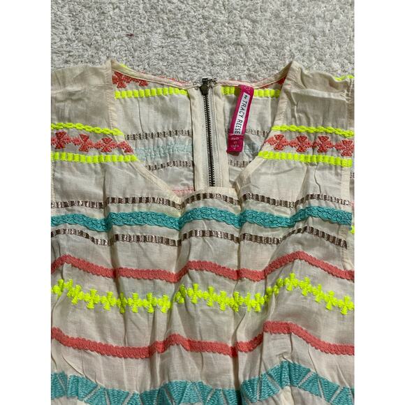 TR Designs Womens Sz S /P Sleeveless Embroidered Short Dress Peach Multicolor - Picture 2 of 9